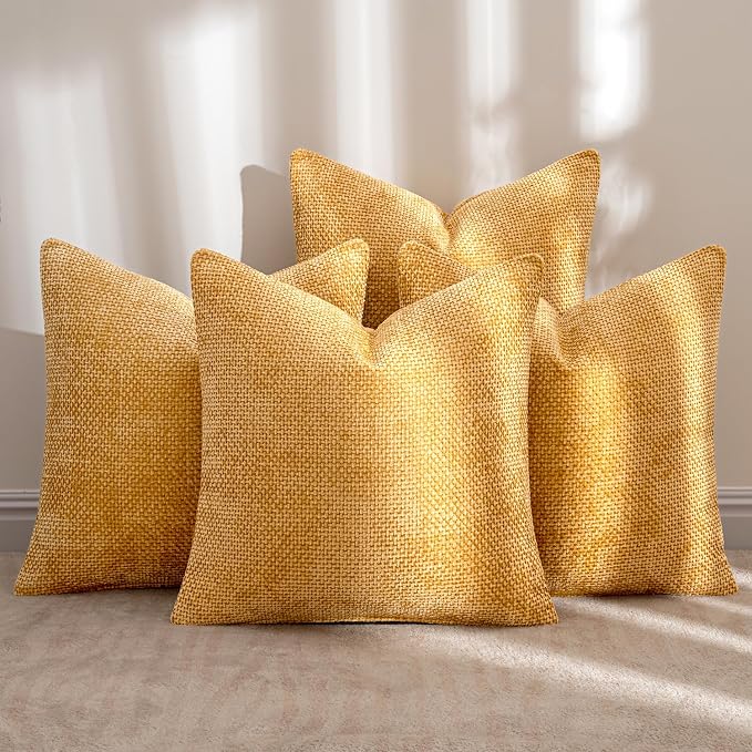 MIULEE Pack of 4 Couch Throw Pillow Covers 18x18 Inch Gold Soft Decorative - Image 2