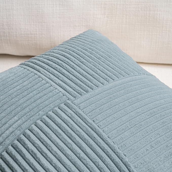 Fancy Homi Set of 2 Light Blue Samll Decorative Throw Pillow Covers 12x12 Inch - Image 3