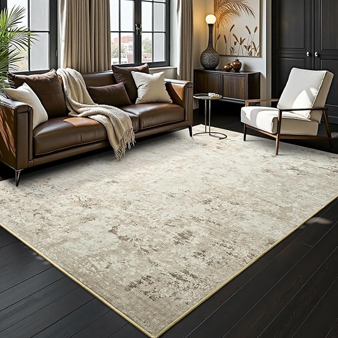 Toneed Abstract Area Rug 7x10 Modern Washable Rug Soft Non Slip Rug Low Pile by Toneed
