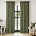 MIULEE Olive Green Pinch Pleated Linen Curtains 90 Inches Long 2 Panels by MIULEE