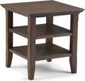 SIMPLIHOME Acadian SOLID WOOD 19 Inch Wide Square Transitional End Table in Farmhouse Brown, For the Living Room and Bedroom