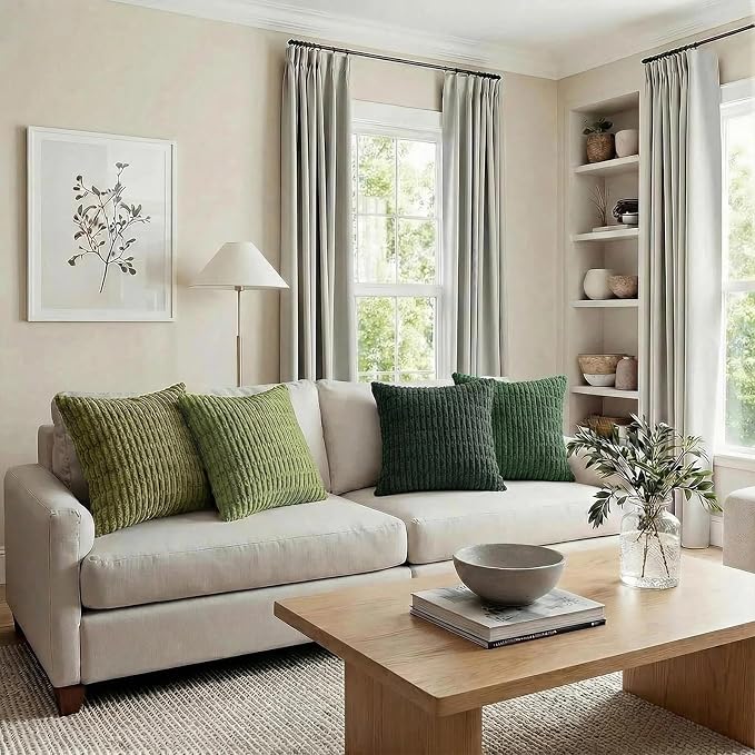 Fancy Homi Set of 4 Green Boho Winter Decorative Throw Pillow Covers 26x26 Inch - Image 6