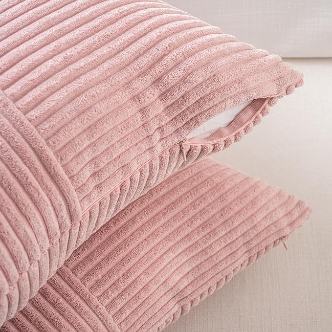 Fancy Homi 2 Packs Blush Pink Long Lumbar Decorative Throw Pillow Covers 12x24 - Image 3