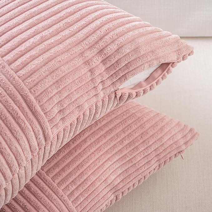 Fancy Homi 2 Packs Blush Pink Lumbar Decorative Throw Pillow Covers 14x22 Inch - Image 4