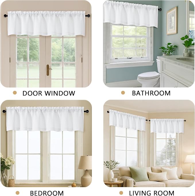 OVZME White Valance for Windows, Light Filtering ThickTextured Small Kitchen - Image 5