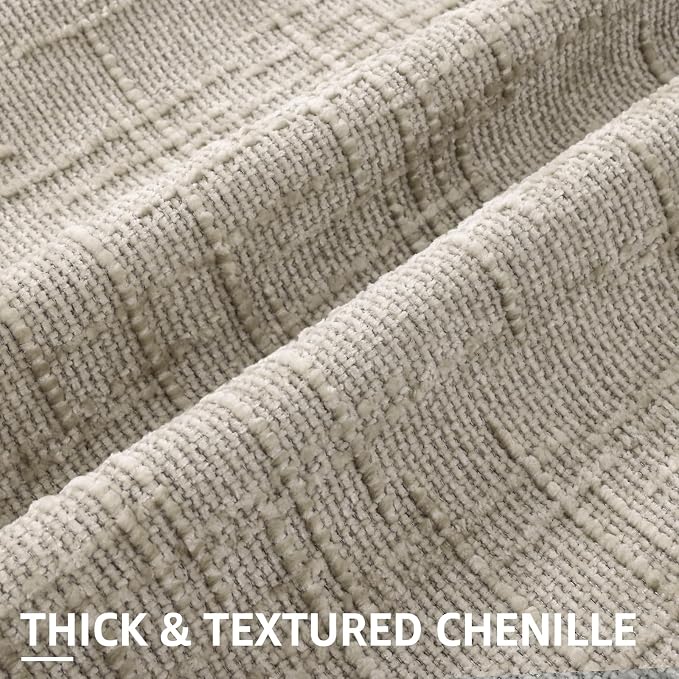 decorUhome Light Brown Chenille Euro Sham Throw Pillow Covers 26x26 Set of 2 - Image 2