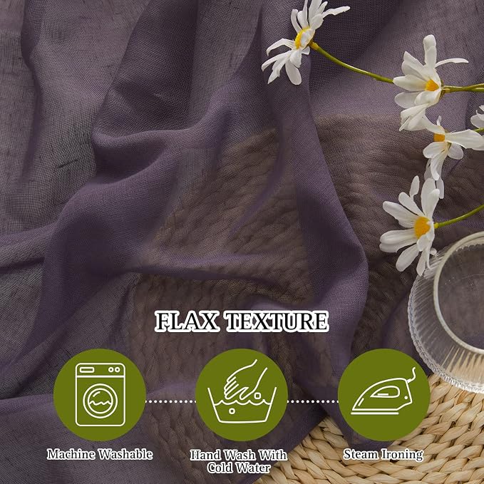 NICETOWN Faux Flax Linen Sheer Curtains - Image 3