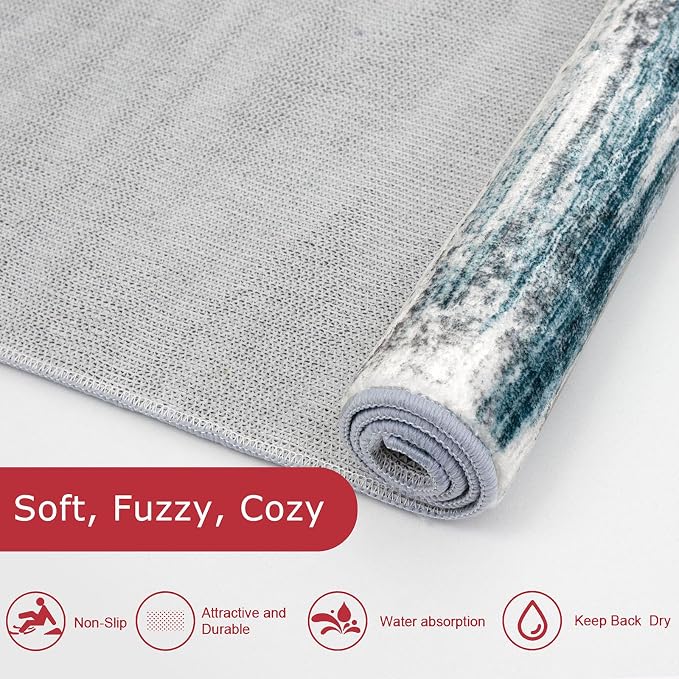 KOZYFLY Modern Abstract Hallway Runner Rug, 2.6x16 Washable Rug Runner Non-Slip - Image 6
