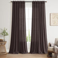 Nanspring Cocoa Coffee Linen Blend Light Filtering Back Tab Curtains 108 Inches by Nanspring