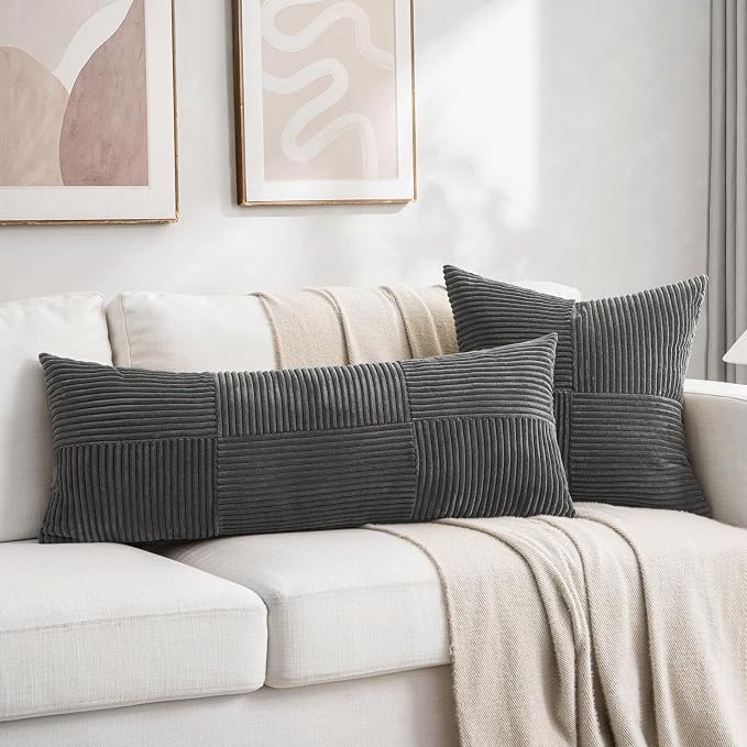 Fancy Homi 2 Packs Dark Gray Decorative Throw Pillow Covers 22x22 Inch - Image 6