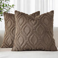 decorUhome Throw Pillow Covers 20x20 Inch Set of 2, Soft Plush Faux Wool Brown by decorUhome
