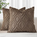 decorUhome Throw Pillow Covers 16x16 Inch Set of 2, Soft Plush Faux Wool Brown by decorUhome