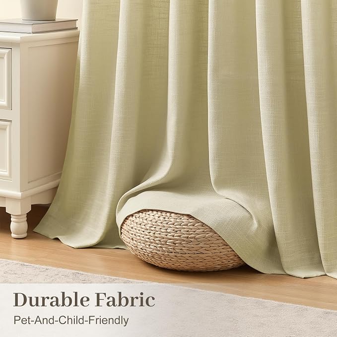 Pinch Pleated Linen Curtains 84 Inch Length 2 Panels Set, Light Filtering Linen - Image 4