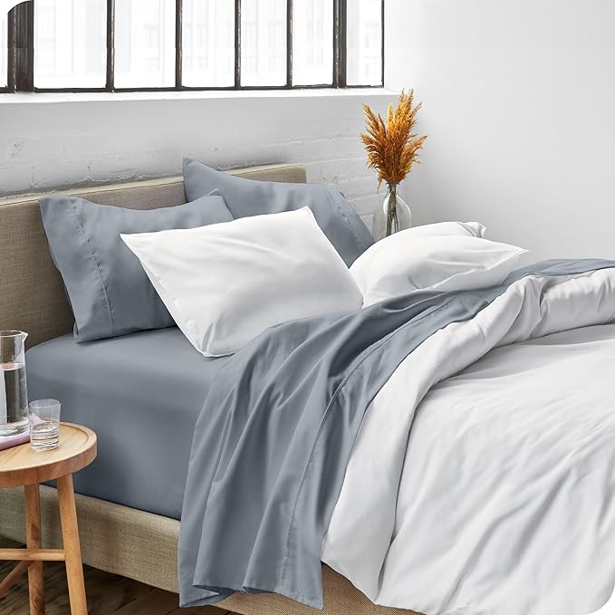 Bare Home Full Extra Long Sheet Set - 1800 Ultra-Soft Microfiber Full XL Bed Sheets - Double Brushed - Deep Pockets - Easy Fit - 4 Piece Set - Bed Sheets (Full XL, Steel Blue)