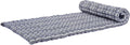 Leewadee - Foldable Floor Mattress - Japanese Roll Up Futon -Trifold Tatami Mat- Guest Floor Bed - Camping Mattress - Thai Massage Mat, Kapok Filled, 75 x 28 inches, Blue White