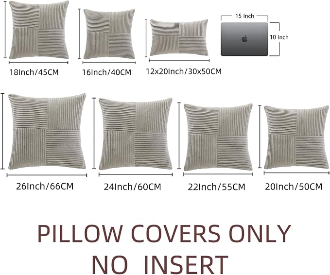 Fancy Homi 2 Packs Neutral Grey Decorative Throw Pillow Covers 16x16 Inch - Image 7