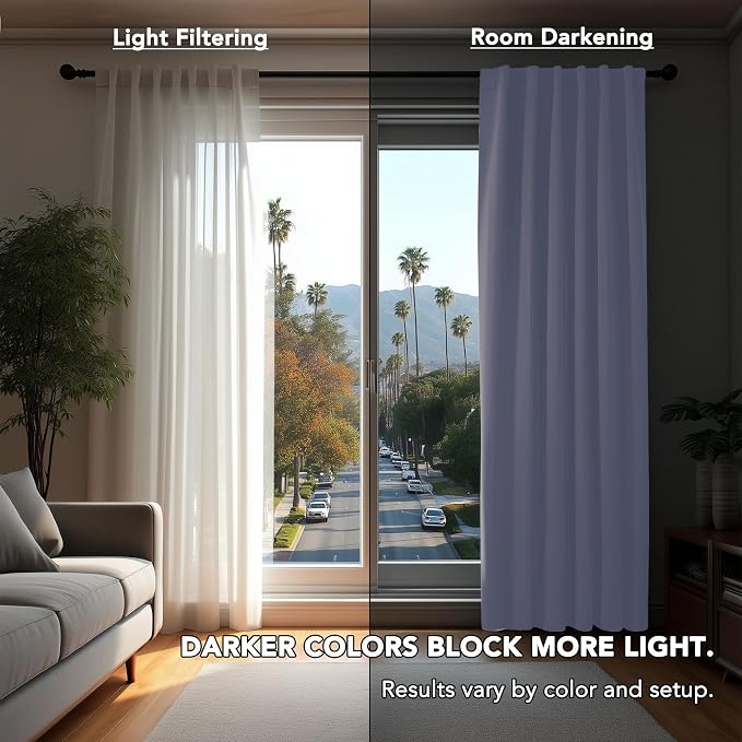 Deconovo Blackout Curtains, Thermal Insulated, W42 x L72 2 Panels, Back Tab - Image 3