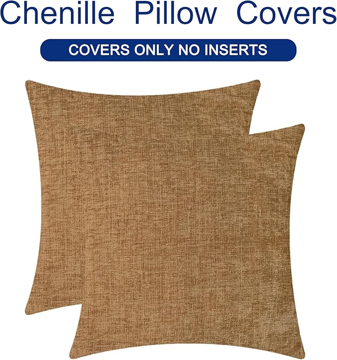 CaliTime Throw Pillow Covers Decorative 16 X 16 Inches Pack of 2 Cozy Chenille - Image 6