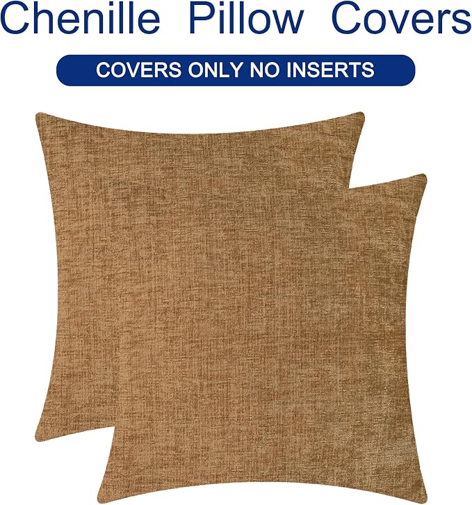 CaliTime Throw Pillow Covers Decorative 18 X 18 Inches Pack of 2 Cozy Chenille - Image 6