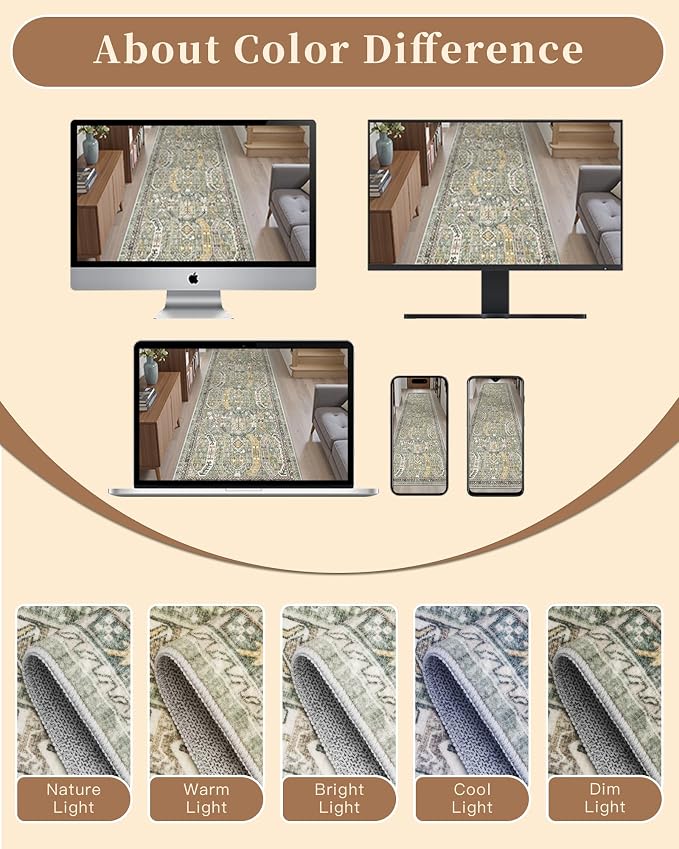 Madane Washable Area Rug 2x3, Small Entryway Rug Non-Slip Vintage Door Mat - Image 10