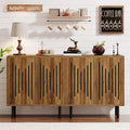 Tribesigns Set of 2 Sideboard Buffet with Storage, 59" Buffet Sideboard Cabinet with Adjustable Shelves, Accent Storage Cabinet for Living Room, Rustic Brown