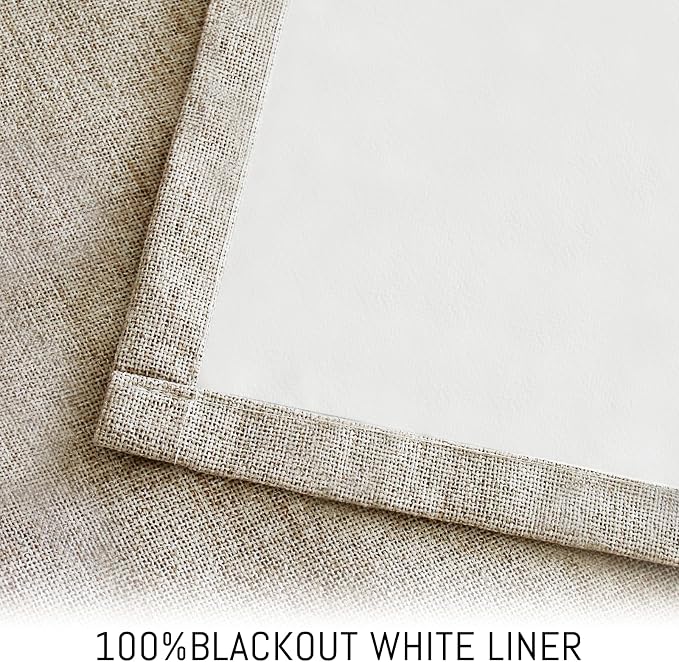 Yakamok Natural Linen Curtains 100% Blackout 84 Inches Long, Room Darkening - Image 3