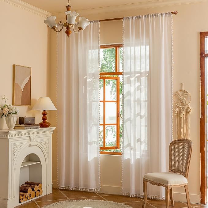 MYSKY HOME White 63 inch Length Semi Sheer Curtain - Image 8