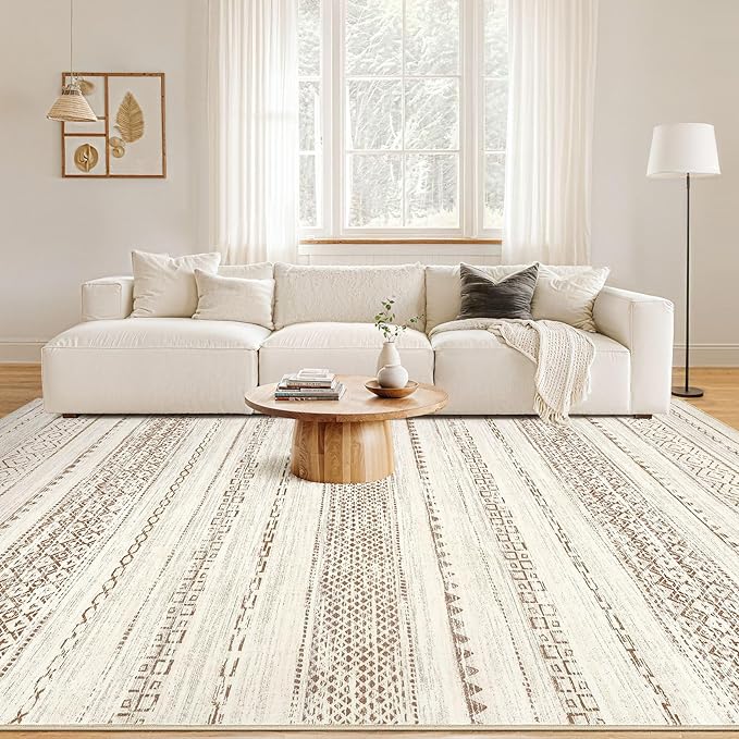 Nakagishi 12x15 Area Rugs Living Room: Washable Boho Large Neutral Modern Soft - Image 4