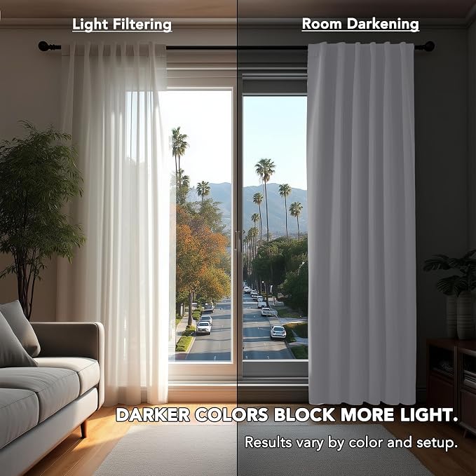 Deconovo Blackout Curtains, Thermal Insulated, W42 x L54 2 Panels, Back Tab - Image 3