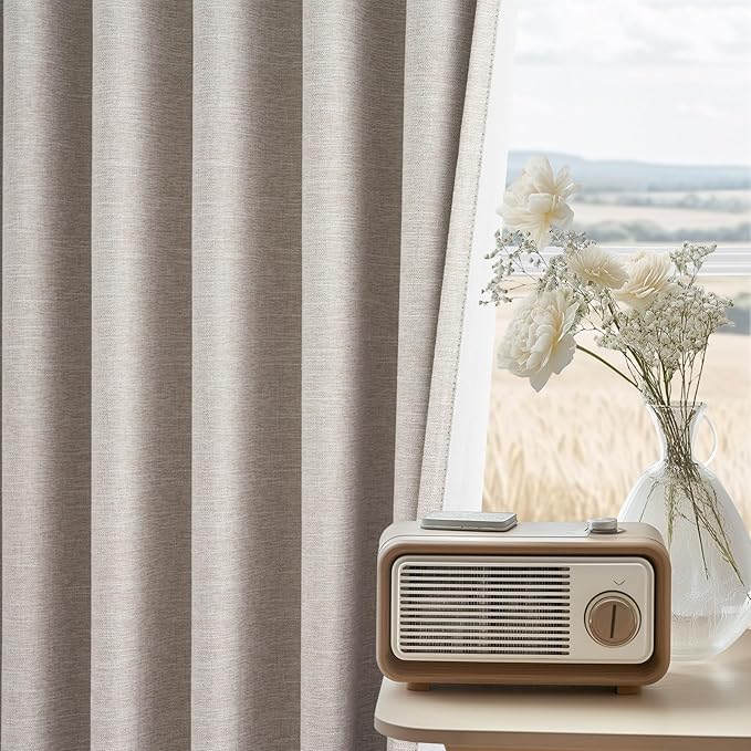 Topfinel 105 Inches Long Blackout Natural Linen Curtains - Image 2