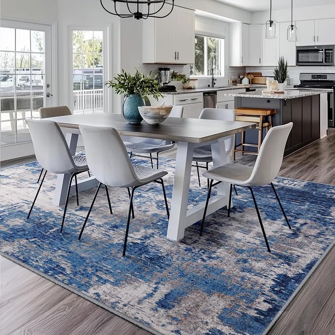 Washable Area Rugs 10'x14' Non-Slip Modern Abstract Soft - Image 4