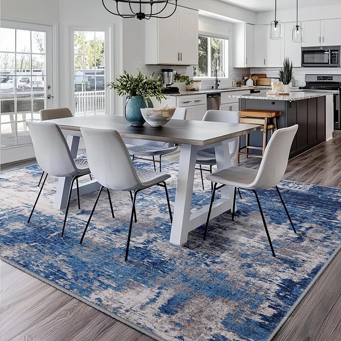 Washable Area Rugs Square 8ft Non-Slip Modern Abstract Soft - Image 9