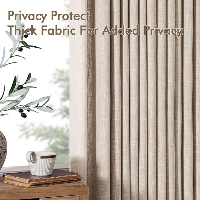 MIULEE Pinch Pleated Thick Linen Curtains 102 Inches Long 2 Panels - Image 7