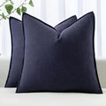 MIULEE Decorative Linen Euro Sham Pillow Covers 22x22 Inch Navy Boho Farmhouse by MIULEE