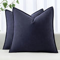MIULEE Decorative Linen Pillow Covers 18x18 Inch Navy ​Boho Farmhouse​ ​Neutral by MIULEE