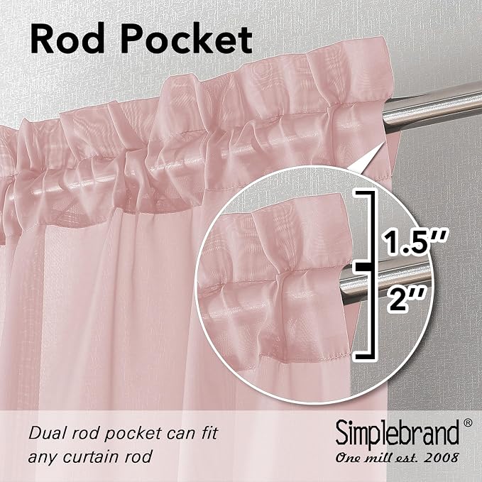 Simplebrand Blush Sheer Curtains 96 Inches Long, Light Filtering Light Purple - Image 5