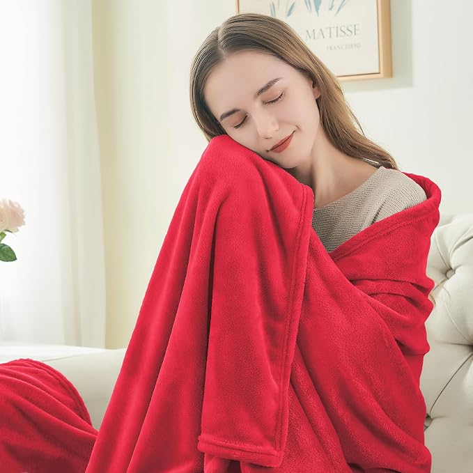 BEDELITE Fleece Blanket Twin Size Red Throw Blanket - Image 2
