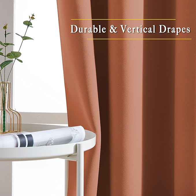 NICETOWN Blackout Burnt Orange Curtains 72 inches Long - Image 5