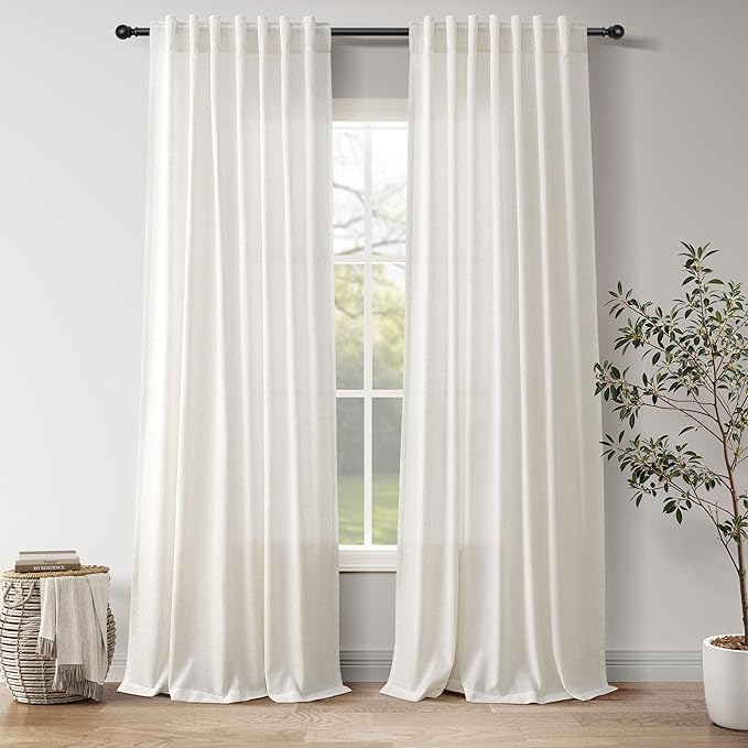 Nanspring Natural Linen Curtains 120 Inches Long by Nanspring