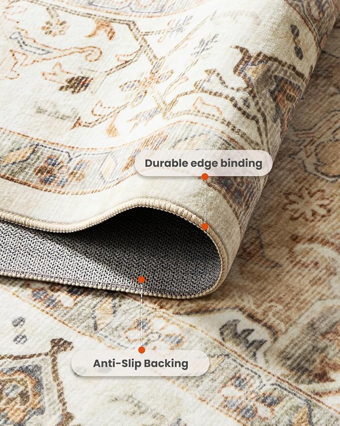 AMADA HOMEFURNISHING Round 5ft Area Rugs, Low-Profile Washable Rug - Image 6