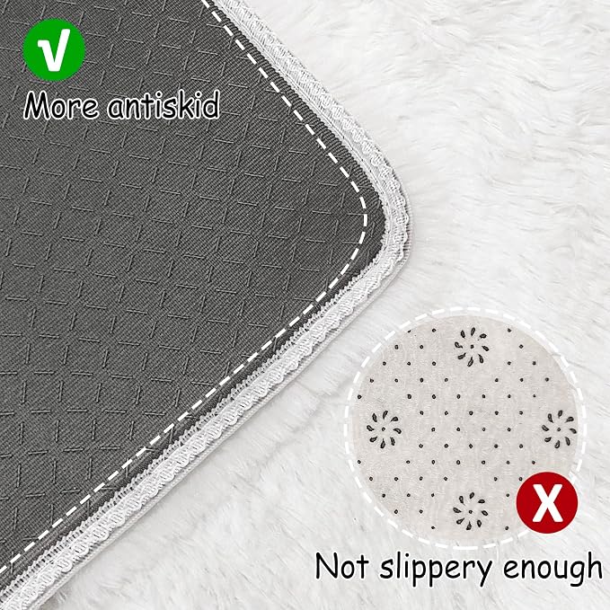 Runner Rug for Bedroom White 2x5ft Fluffy Area Rug Bedside Runner Rug for Kids - Image 4