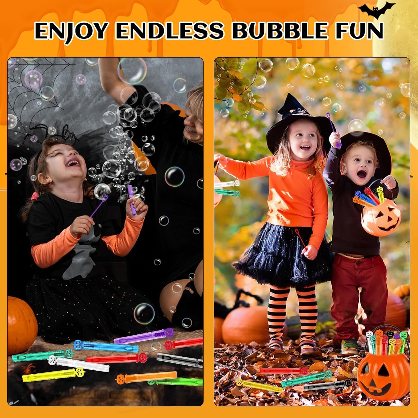 SpringFlower 200 PCS Halloween Party Favor, Bubble Wands for Kids, Halloween Treats Toys, Girls Boys Classroom Prizes, Halloween Gifts For Trick Or Treating