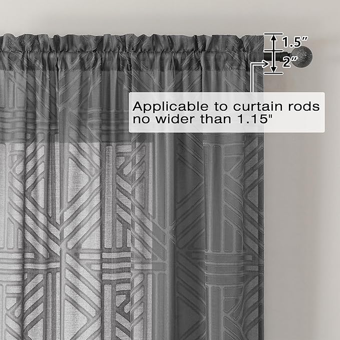 Simplebrand Grey Semi Sheer Curtains 84 Inches Long 2 Panels, Light Filtering - Image 4
