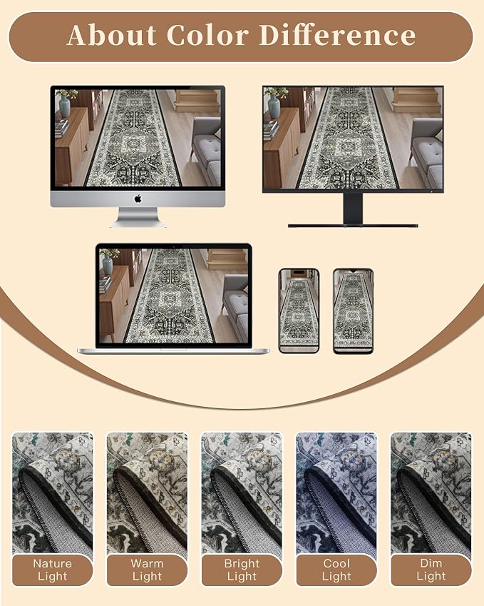 Madane Runner Rugs 2x12 Extra Long, Washable Non-Slip Hallway Runner Rug - Image 10