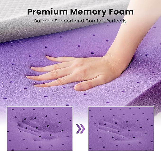 SINWEEK 2 Inch Gel Memory Foam Mattress Topper Twin XL Size/Twin Extra Long, Ventilated High Density Pad for Back Pain, Bed Topper with Removable Soft Cover, CertiPUR-US Certified,Grey
