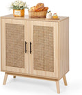 Rengue Sideboard Buffet Cabinet with Rattan Decorated Doors - Accent Cabinet Cupboard Console Table for Hallway, Entry, Living Room, Natural