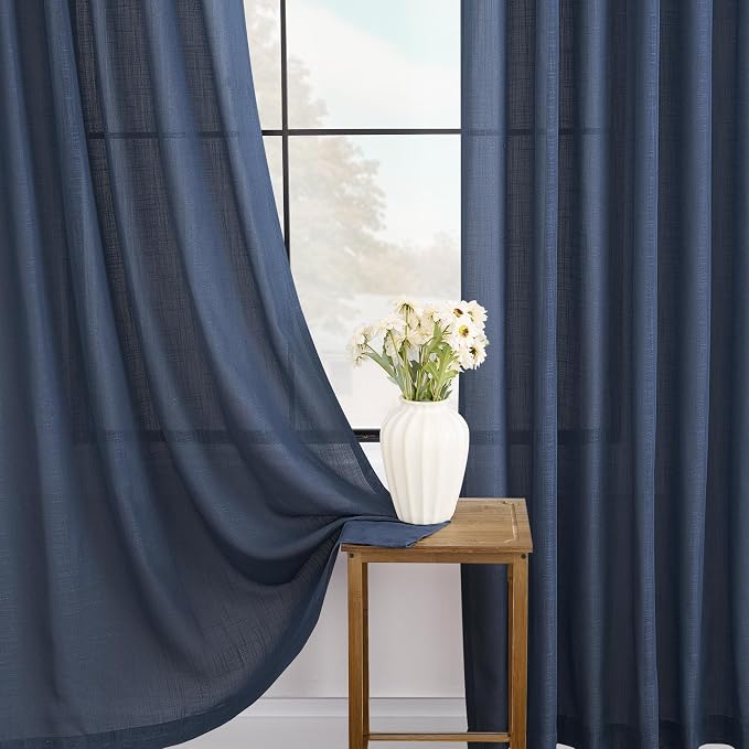 Navy Blue Curtains 102 inch Length - Image 4