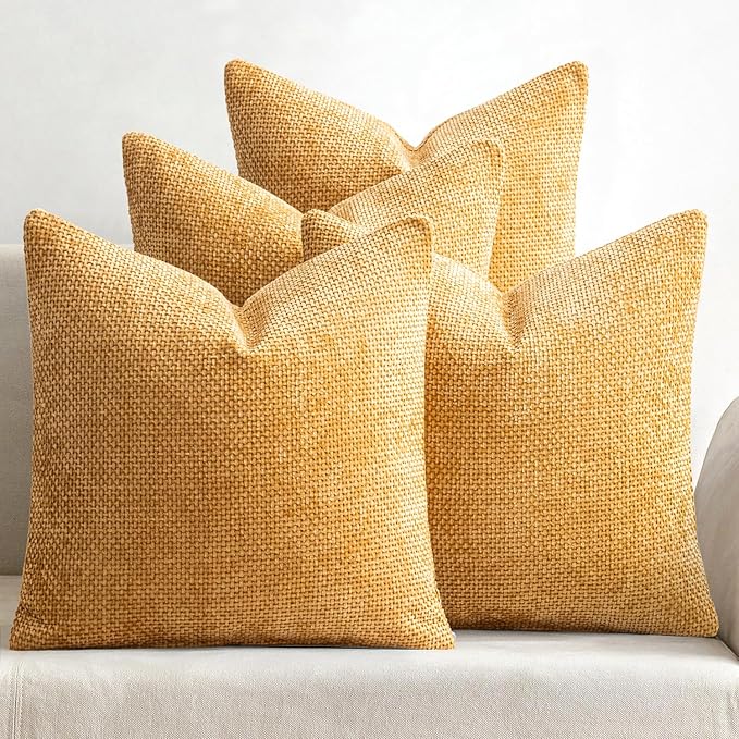 MIULEE Pack of 4 Couch Throw Pillow Covers 20x20 Inch Gold Soft Decorative by MIULEE