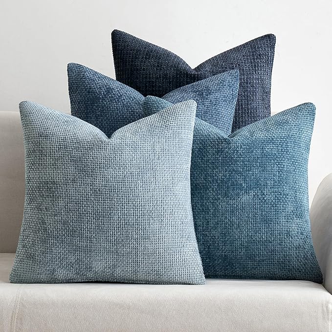 MIULEE Pack of 4 Couch Throw Pillow Covers 16x16 Inch Neutral Blue Soft by MIULEE