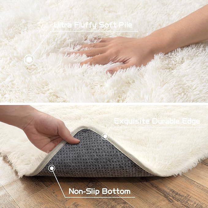 Pionblank Fluffy Area Rug for Bedroom 4x6 Feet, Indoor Plush Carpet, Shag Soft - Image 6